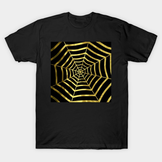 HAPPY Halloween Gold Spider Web T-Shirt by SartorisArt1